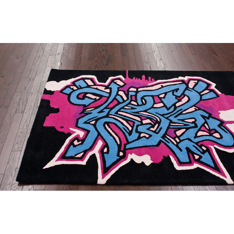 Tapis noir pour enfants KinderLOOM Soppitt, Rectangle 7 pi 6 po x 9 pi 6 po