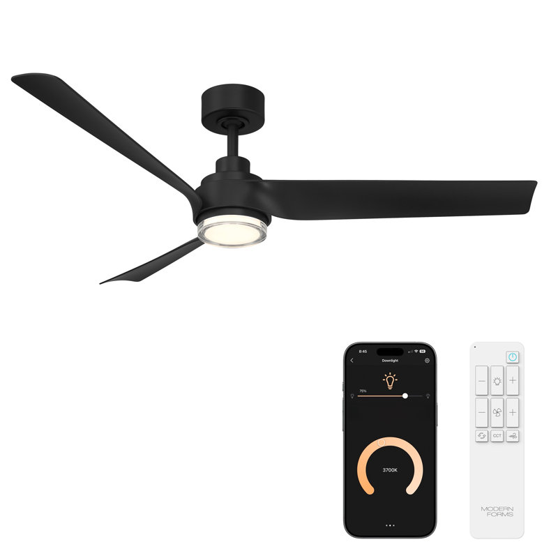Chill Indoor/Outdoor 3-Blade Smart Ceiling Fan With Integrated Dimmable LED Light and Bluetooth Remote Control Included, Selectable Color Temperature (2700K, 3000K, 3500K, 4000K)