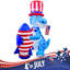 Dinosaure avec fusée et drapeau américain gonflable