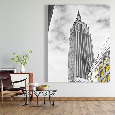 Outline of Empire State Building - Living Room Canvas Art