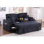 Causeuse convertible en tissu tissé gris foncé de 70 po avec console rabattable Cody II