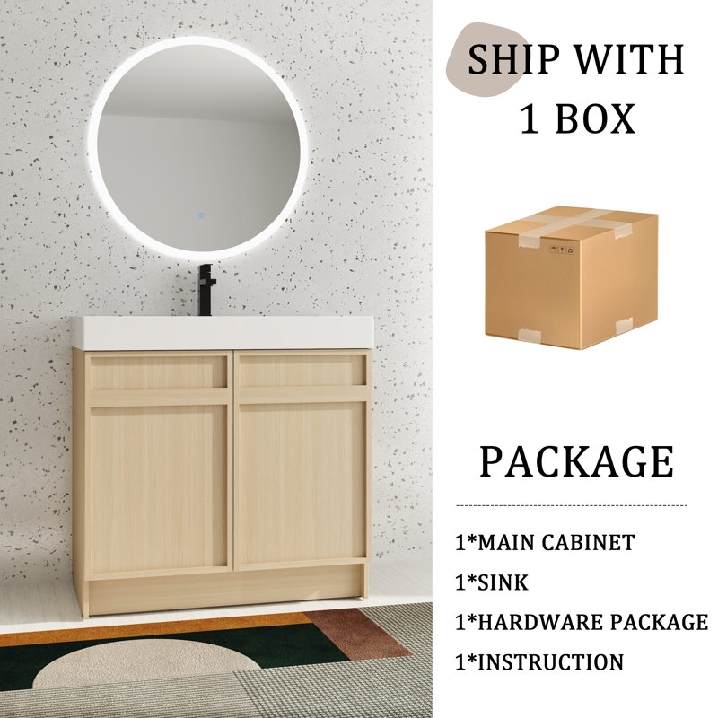 36'' Single Bathroom Vanity with Resin Top