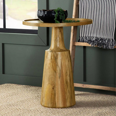 Table d'appoint en bois de manguier rustique avec rebord - 20 po de profondeur
