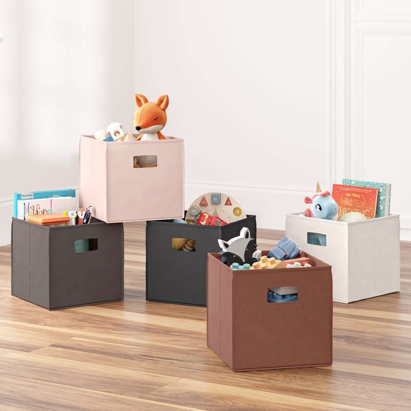 RiverRidge Kids 2pc Fabric Collapsible Storage Cube Organizers with Handles for Playroom Organization - Terracotta