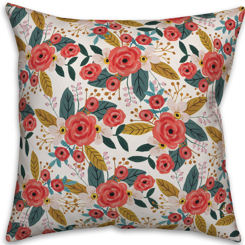 Blush Floral Throw Pillow