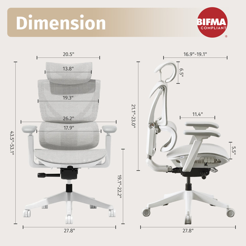 Chaise de travail ergonomique en maille à boutons avec verrouillage d'inclinaison à 3 niveaux, chaise de bureau personnel avec sièges en filet à haut dossier, roulettes et appuis-tête réglables; Doté d'un soutien lombaire confortable et d'accoudoirs réglables