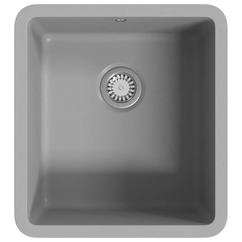 Belfry Kitchen Zosia 460mm W Single Bowl Stone Flush Kitchen Sink, Grey