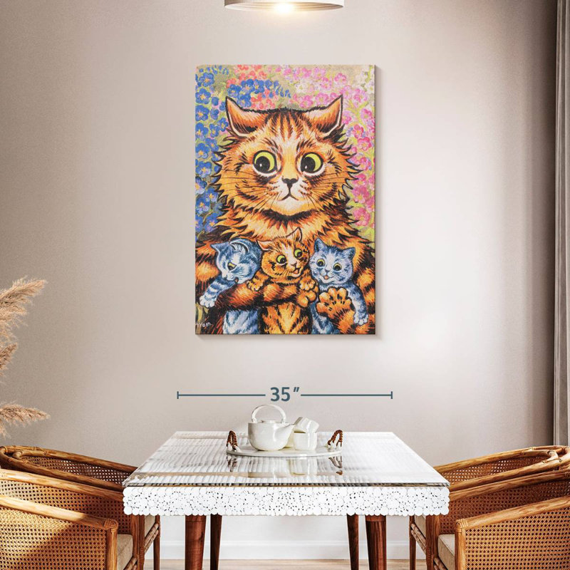 Brampt, un chat avec ses chatons, H 45 po x l 30 po