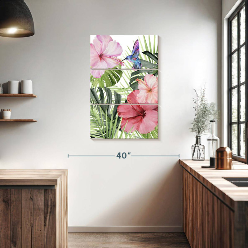 Harnek Hibiscus And Hummingbird I, 38" H x 24" W