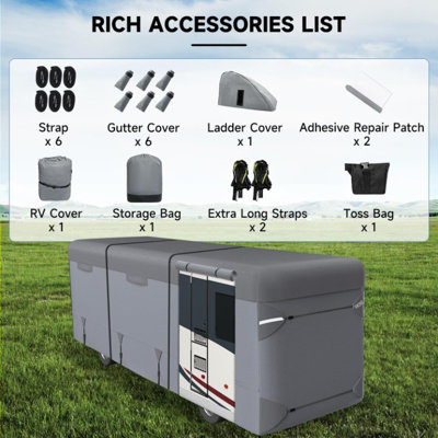 Class A RV Cover Extra Thick 7 Layers Top, Windproof Waterproof Anti-UV, Fits 40'-43' RV