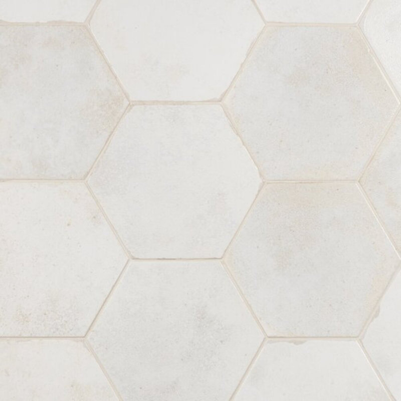 Kalay 9" Hexagon Polished Porcelain Tile, White