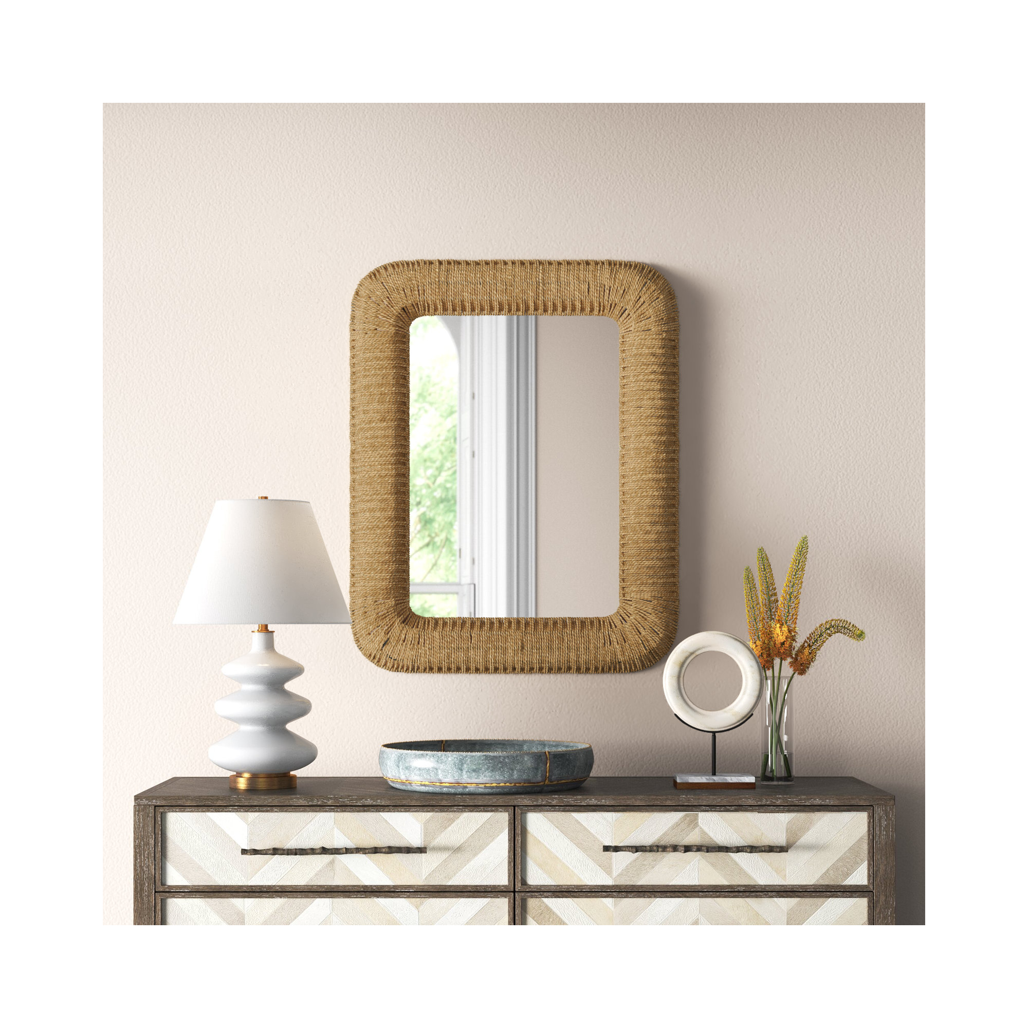Cal Solid Wood Rectangle Wall Mirror