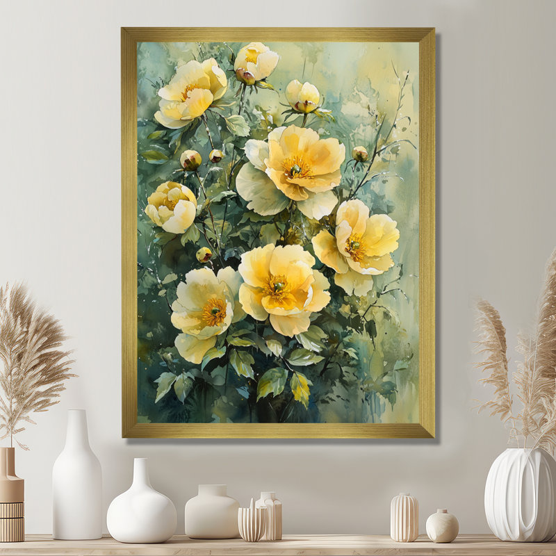Baysden - Floral Canvas Prints, H 32 po x l 24 po, Reproduction encadrée d'une seule photo, Doré