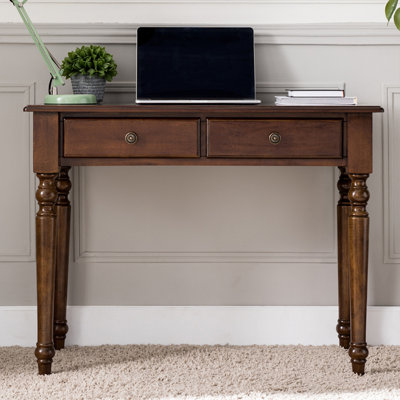 Black Nut-Brown Solid Wood with 2 drawers desk