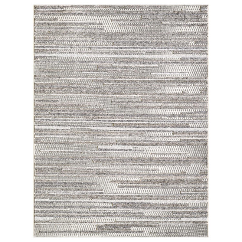 7' X 9' Gray Abstract Stain Resistant Indoor Outdoor Area Rug, Rectangle 7' x 9'