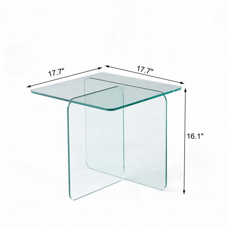 Table d'appoint en verre trempé transparent, petite table à thé, table de chevet en verre trempé, Clair