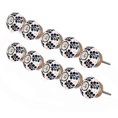 Dotted Tree 1 4/7" Blue/Pink/White Cabinet Knob