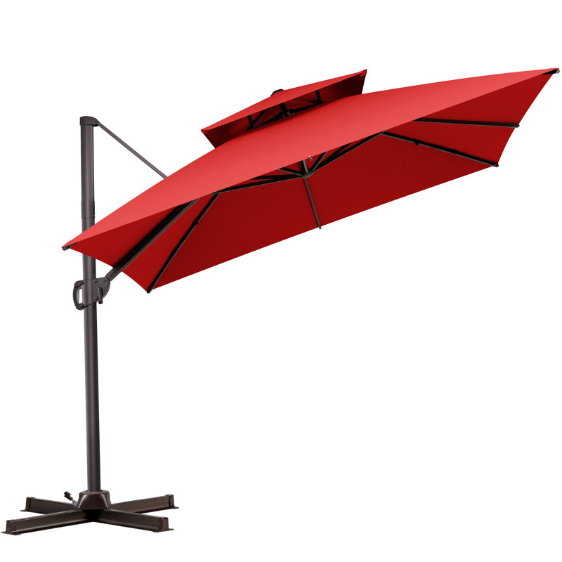 Gerken 116' Square Cantilever Umbrella, Weighted Base Does Not Include, Rouge, Forme rectangulaire, L 144 po x P 108 po