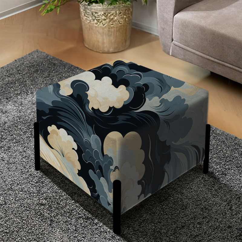 Victorian Stealth Waves - Abstract Square Ottoman