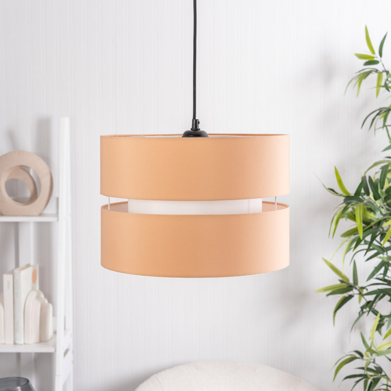 Blended Fabric Drum Pendant Shade, 24cm H x 35cm W x 35cm D, Beige