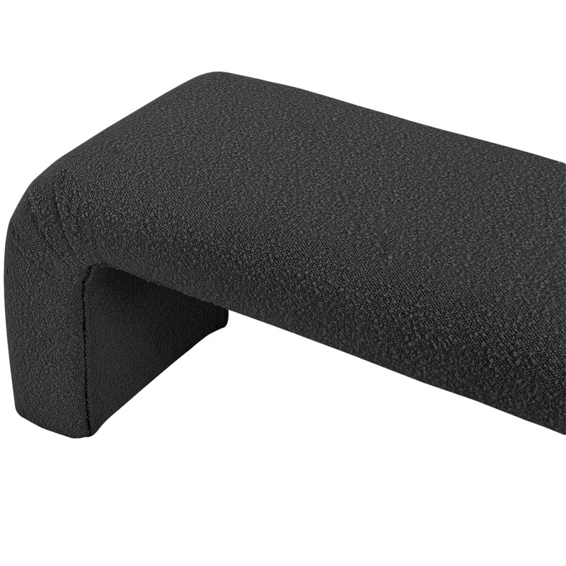 Niagara Upholstered Bench, Black Boucle Fabric, 17.5" H x 52" W x 15.5" D