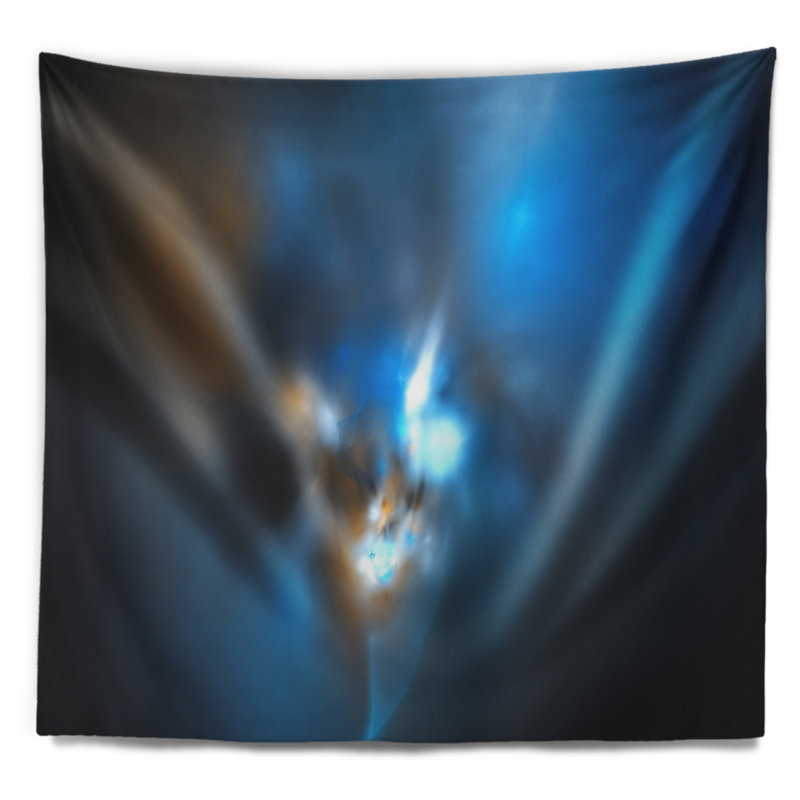Tapisserie abstraite mystique vert fractal, H 50 po x l 60 po