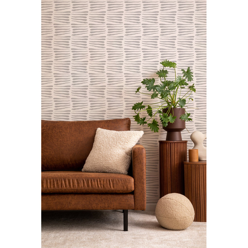 Nomad Zebra 10' L x 25" W Peel and Stick Wallpaper Tile, Pencil, Faux Grasscloth, Non-pasted