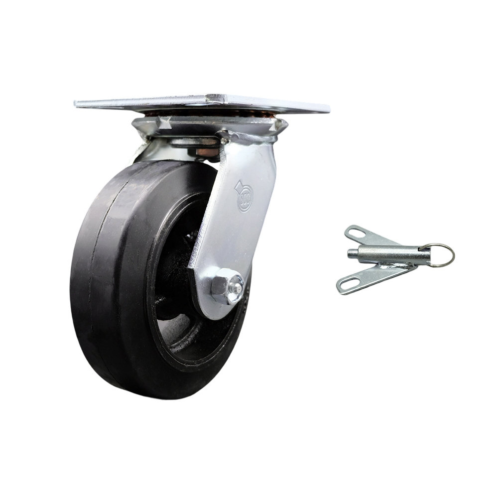 Service Caster 6 Inch Heavy Duty Rubber on Steel Caster with Ball ...
