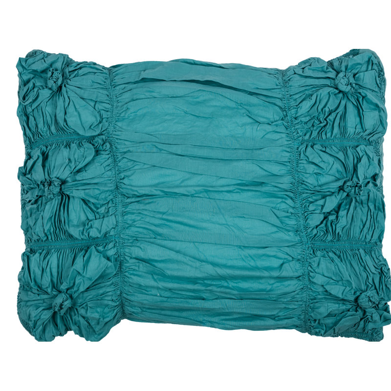 Taie décorative 100% coton avec nœuds, Très grand, Bleu