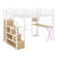 Lit mezzanine double avec bureau et escalier de rangement, lit mezzanine en métal avec éclairage DEL, lit mezzanine haut avec garde-robe et tablettes-1221089590