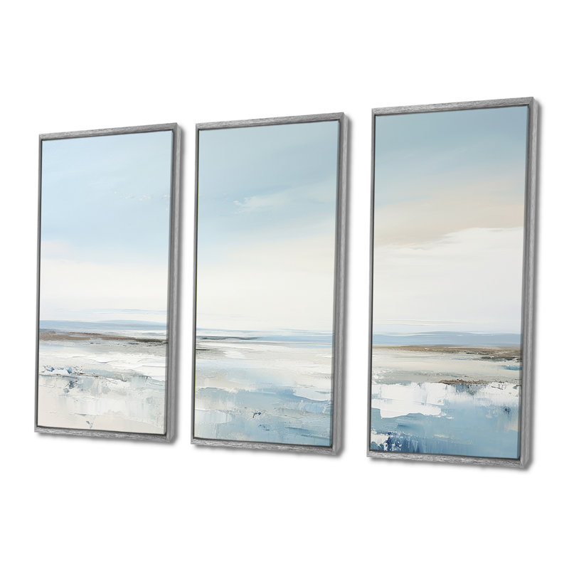 «Soft Color Beach Horizon V», ensemble d'art mural sur toile minimaliste côtier, H 28 po x l 36 po x P 1 po