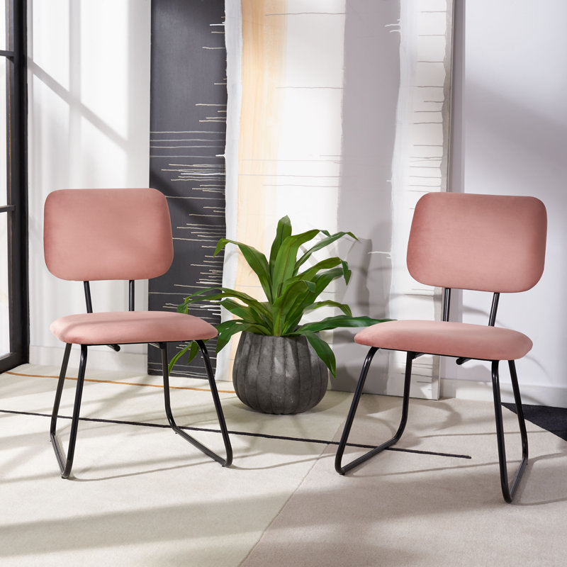 Chaise d'appoint en velours de 20,5 cm de large Fendley, Velours vieux rose