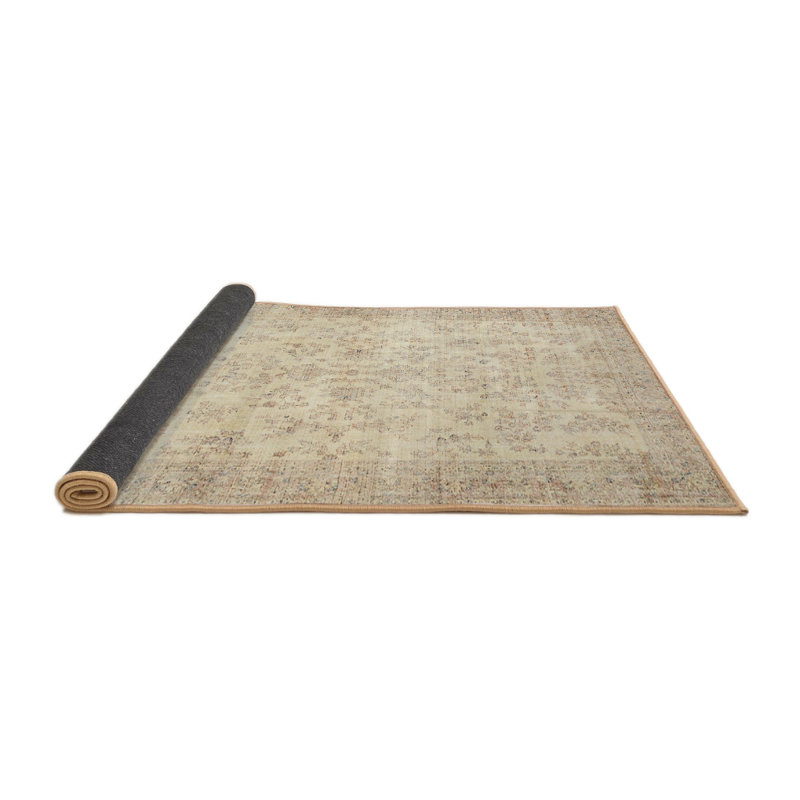 Tapis contemporain gris / crème, Rond 5 pi