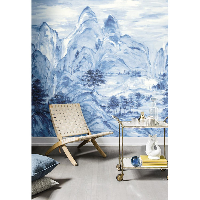 Panneau mural L 11,2 pi x l 75,75 po Misty Mountain, Bleu