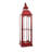 Set of Three Red Distressed Ornate Glass And Metal Floor Lantern Candle Holders