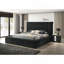 Luxueuse 1pc tête de lit capitonnée Glam recouverte de très grand lit contemporain avec plusieurs compartiments de rangement et meubles de chambre à coucher en bois noir-100341484