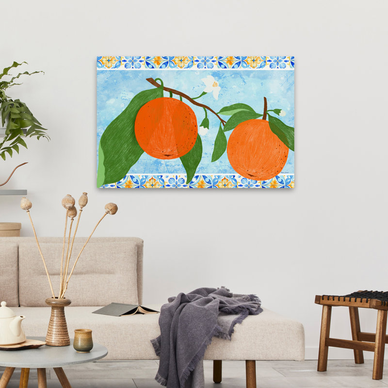 Carreaux et oranges II, H 36 po x l 24 po