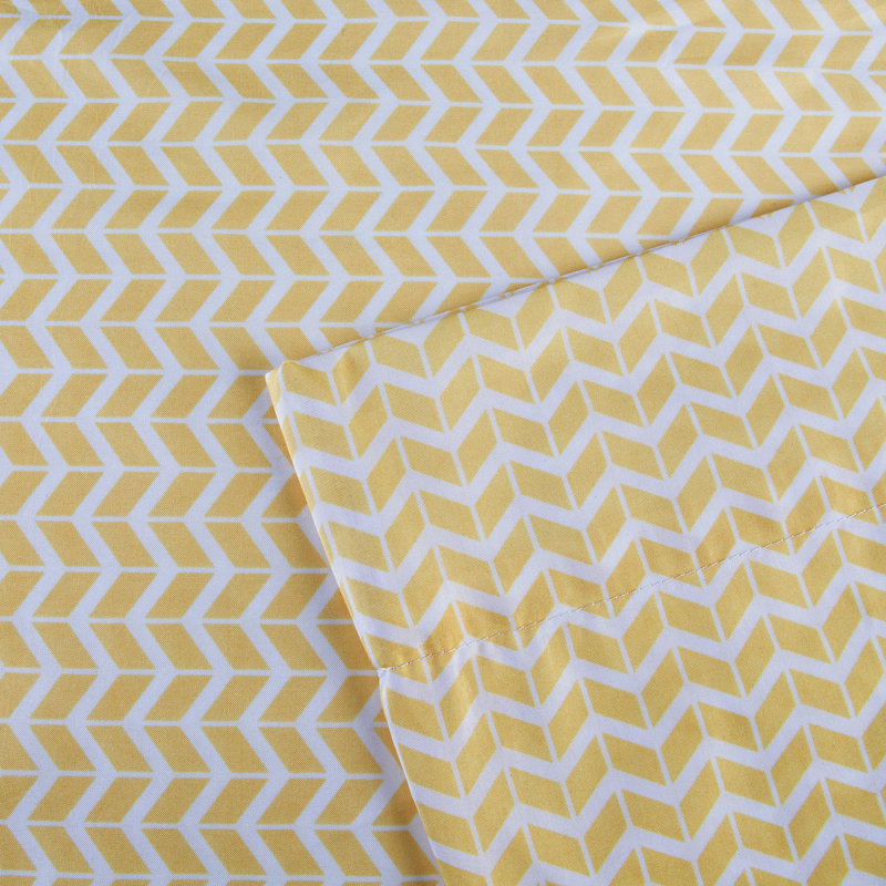 Twin Yellow Chevron Microfiber Wrinkle-Free Sheet Set