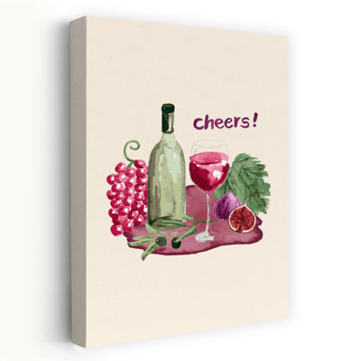 «Cheers Wine Still Life Elegant Rustic Abstract Fruit Landscape», reproduction d'art murale