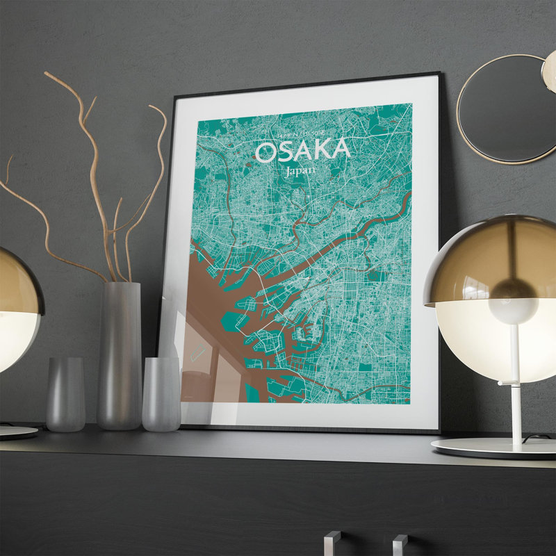 Osaka City Map In Nature - No Frame Print, 24cm H x 18cm W x 0.05cm D