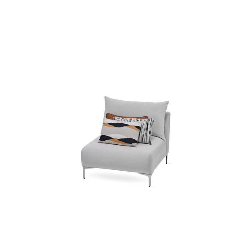 Dionte 34.25" Wide Modular Sofa Component, White Polyester