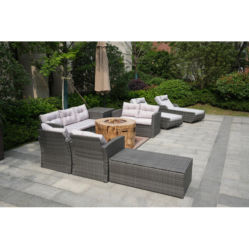 Almanza 9 - Person Patio Conversation Set with Cushions