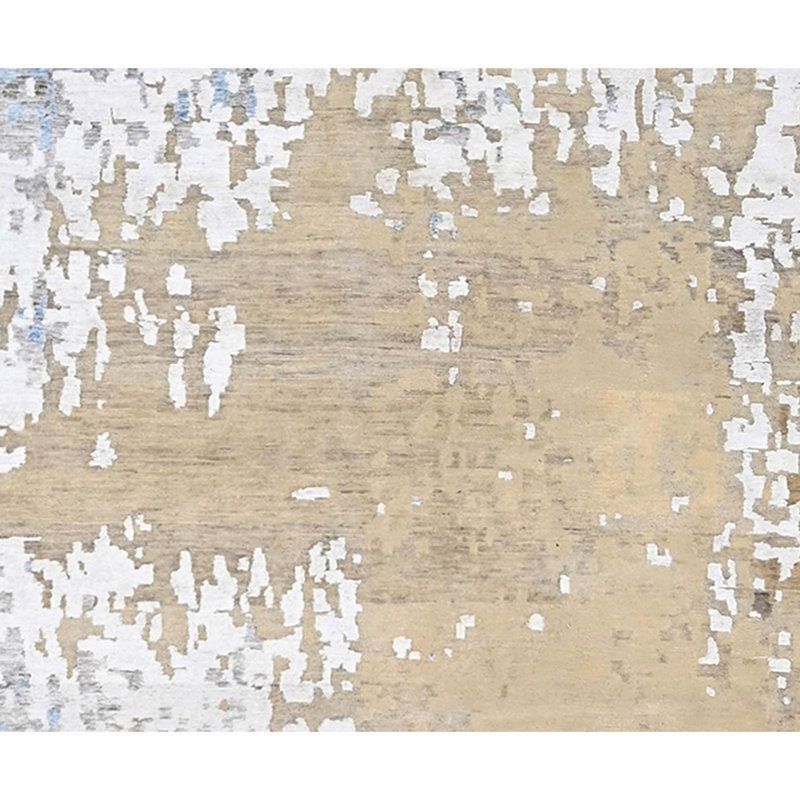 Hand Knotted Abstract Area Rug in Beige/Silver