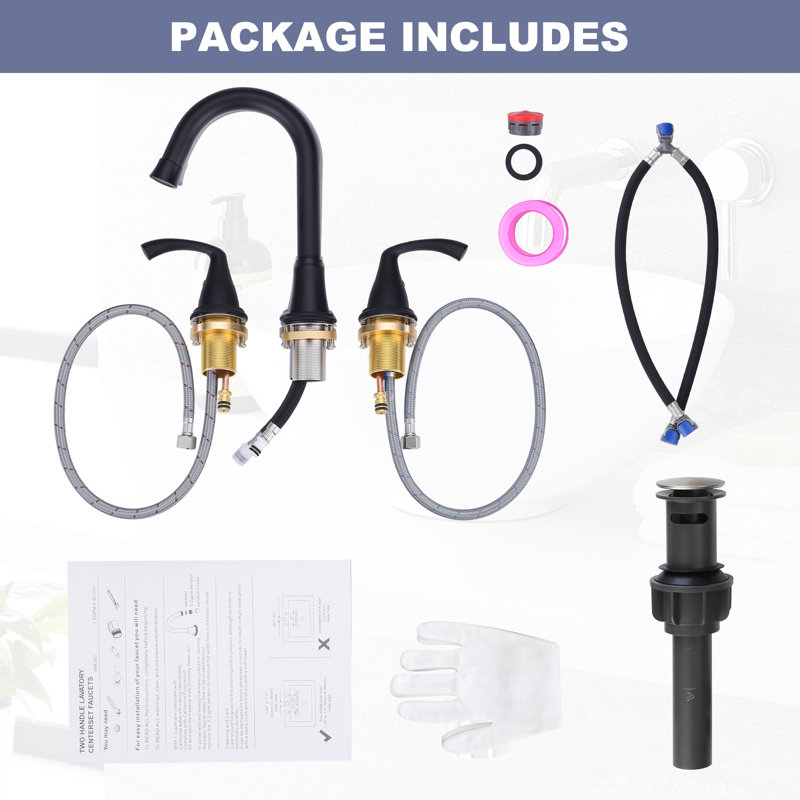 Matte Black Stainless Steel Double Handle Widespread Bathroom Faucet