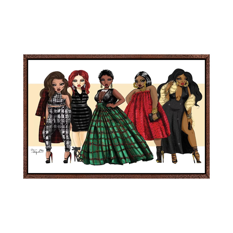 Holiday Fashion by Jonquel - Print on Canvas, Classic Brown Wood Framed, 101.6cm H x 152.4cm W x 3.81cm D