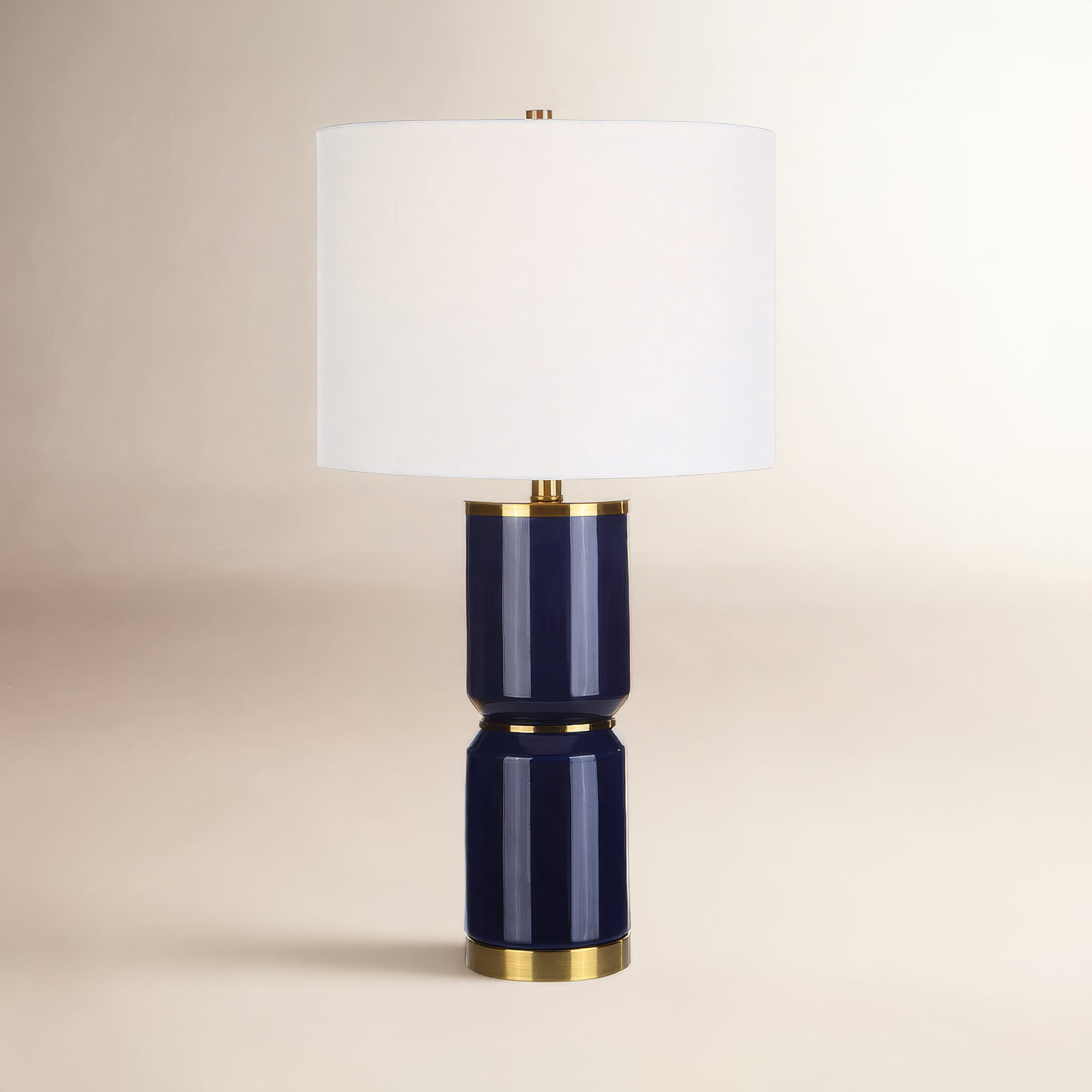 Jensi Ceramic Table Lamp, Royal Blue/Antique Gold