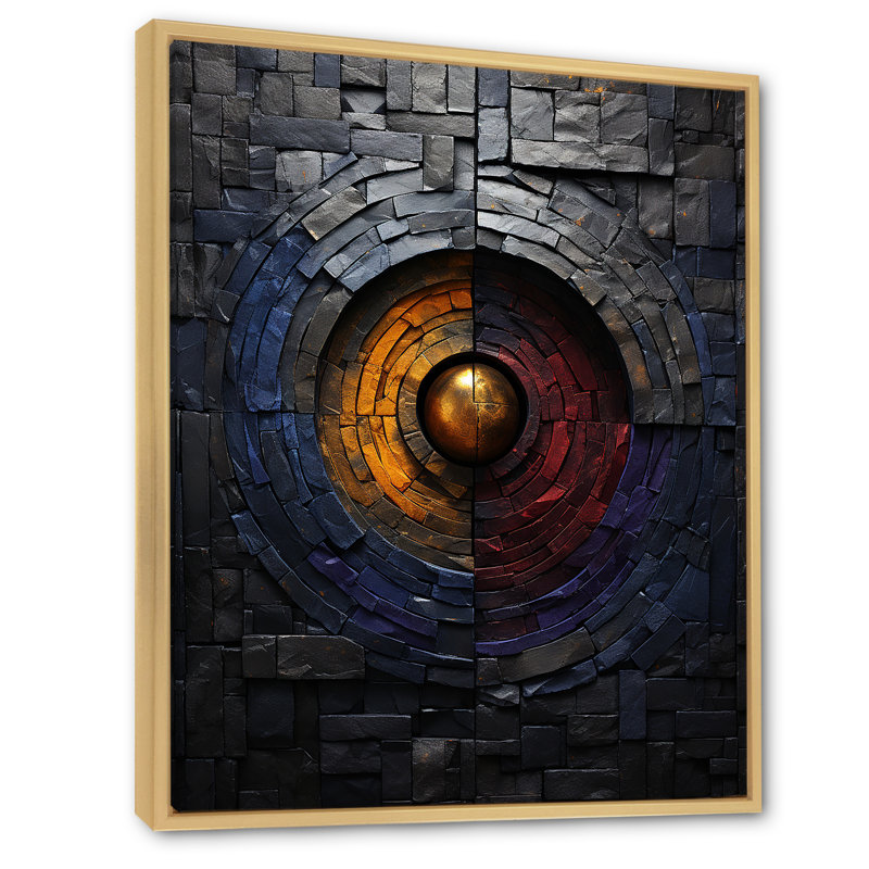 Promesse de possibilité, mosaïque de brique noire I sur toile, H 44 po x l 34 po x P 1,5 po, Cadre naturel flottant