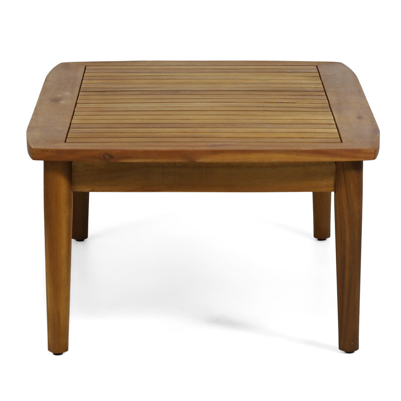Table basse en bois et en bois avec un design à lattes classique pour une cour élégante et confortable
