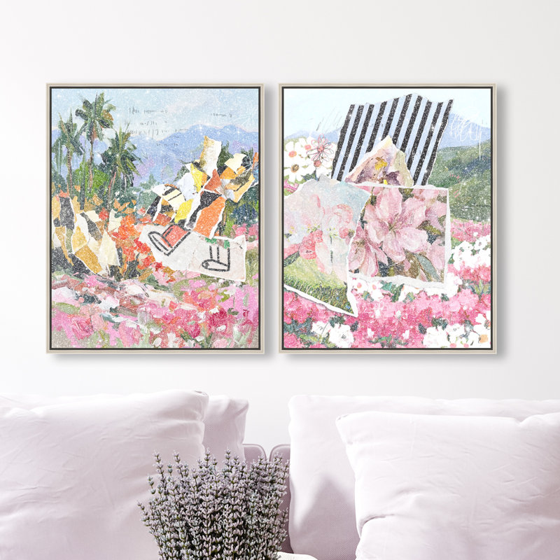 Tropic Bloom Set Landscape & Nature Canvas Print by Oliver Gal, Black Frame, 16 x 20, 17"H x 21"W, Silver Floater Frame