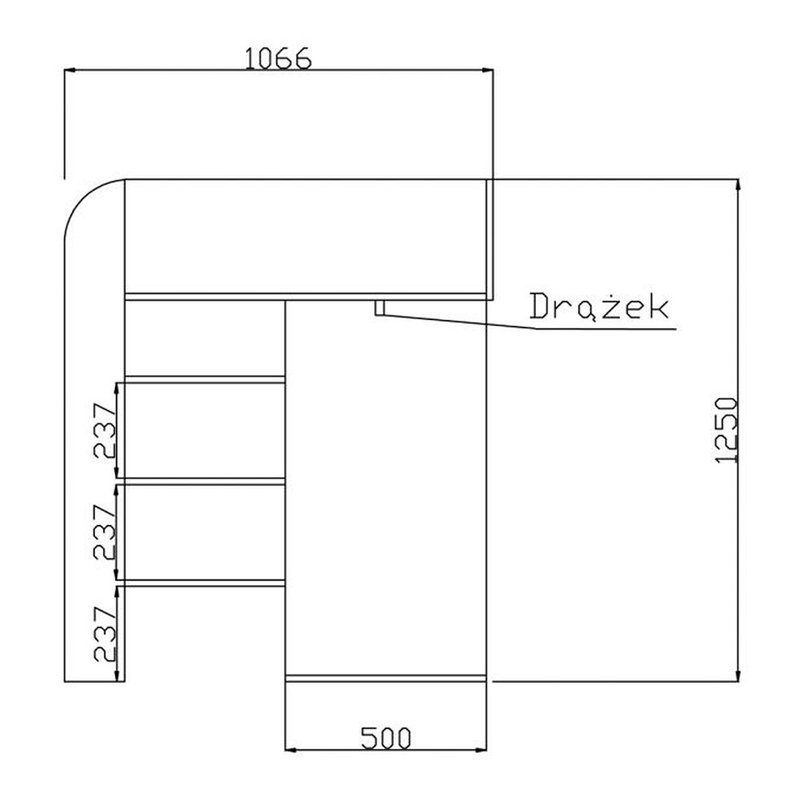 Ezell European Single (90 X 200 Cm) Loft Bed with Storage Included with Desk Included, Grey/White